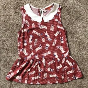 Sleeveless Peplum top with corgi print